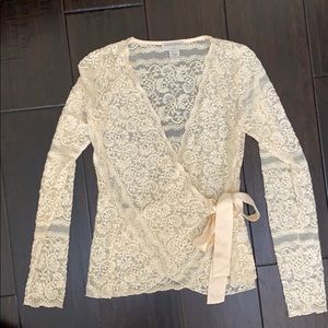 Cream Lace Wrap Top
